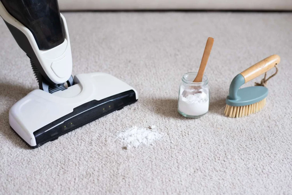 Baking soda also helps deodorize carpets